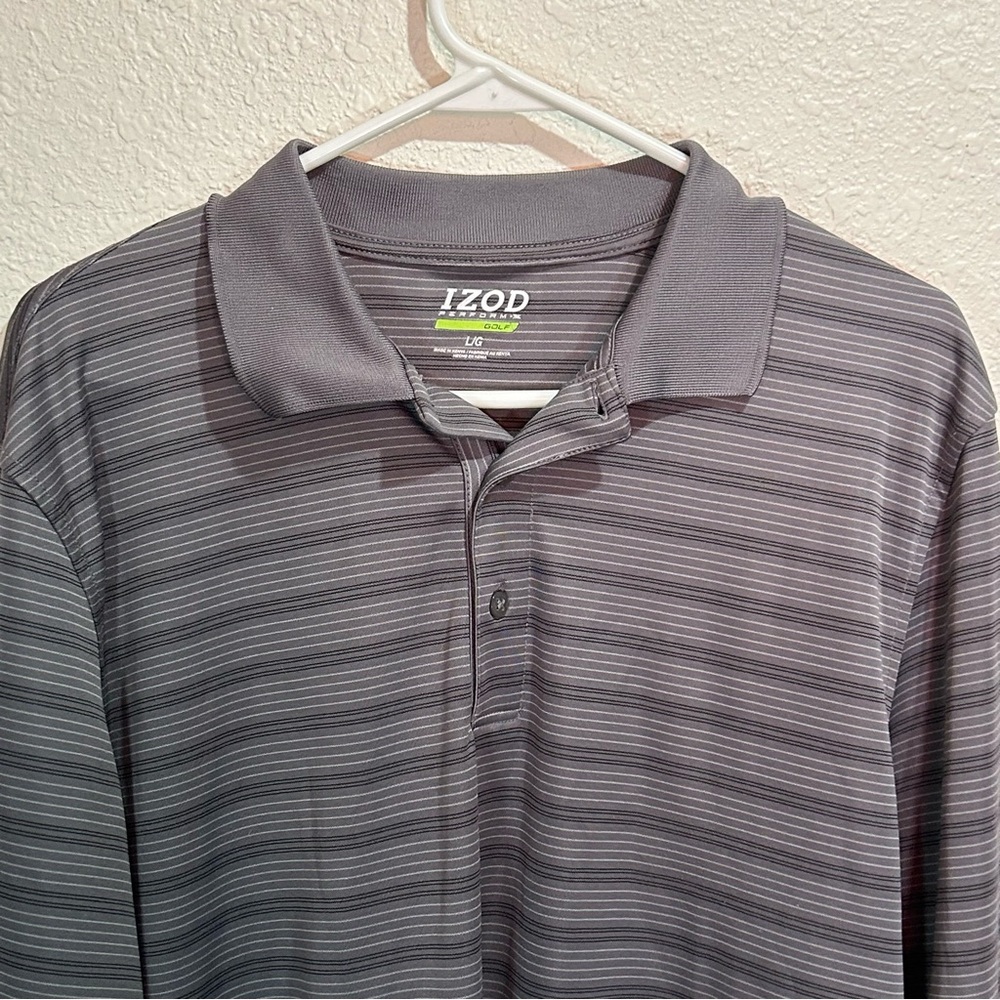 IZOD Men's Gray Striped Shirt Size Large